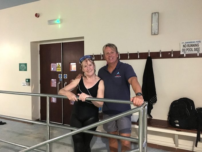 Dave Perry & Jacqueline Chevalier at Whiteley Village pool on the STA Award in Teaching Swimming course